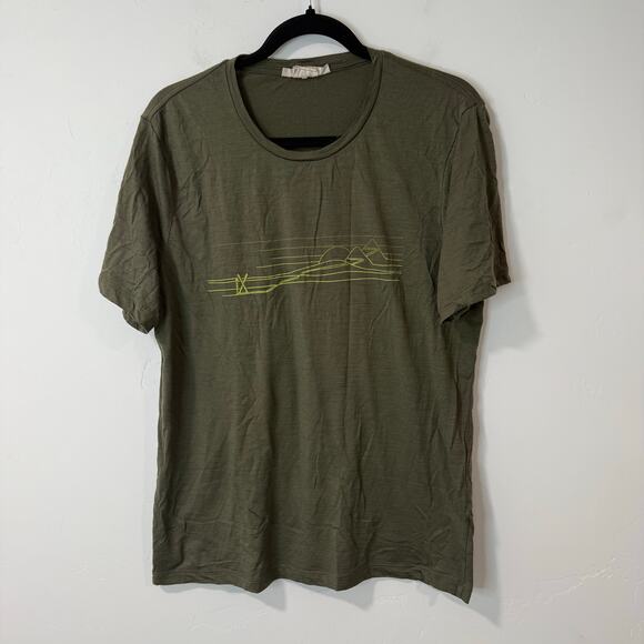 Icebreaker Men's Merino 150 Graphic T Shirt Crew Short Sleeve Wool Green Medium - Picture 1 of 6